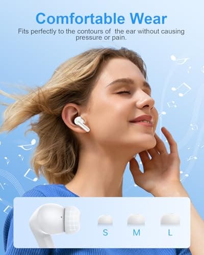 YAQ Wireless Earbuds Bluetooth Headphones, 40H Playtime Stereo IPX5 Waterproof Ear Buds, LED Power Display Cordless in-Ear Earphones with Microphone for iOS Android Cell Phone Sports 6