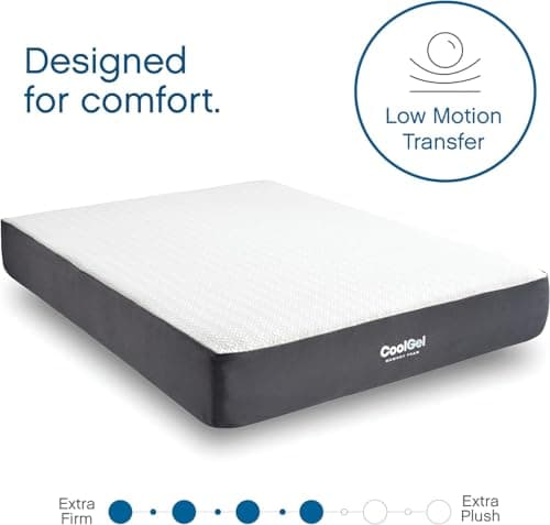 Cool Gel 10 Inch Queen Memory Foam Mattress Medium Firm, Memory Foam Mattress Queen Size Cooling, Made in the USA, 10" Depth with Pressure Relief, CertiPUR-US Certified No Fiberglass, CoolGel Bed 7
