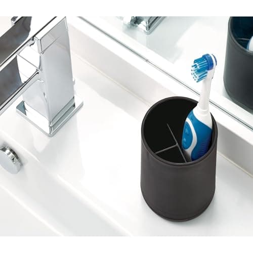 iDesign Toothbrush Holder for Normal Toothbrushes, Spin Brushes, and Toothpaste, The Cade Collection - 3" x 3" x 4. 5", Matte Black 5