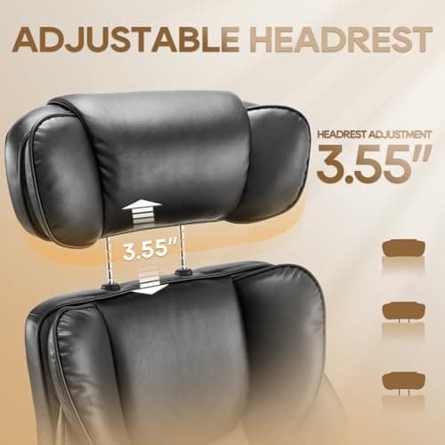 COLAMY Office Chair with Retractable Footrest, Ergonomic High Back Design Executive Computer Desk Chair with Removable Lumbar Pillow, 90-135°Reclining, Thick Bonded Leather for Home Office Work, Black 8