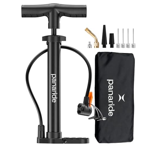 Bike Pump Floor, Advanced Bike Tire Inflator, Bicycle Hand Air Pump with Dual Presta and Schrader Valves, Handheld Pump, Suitable for Road and Mountain Bikes, Baby Stroller, Balls (Portable)