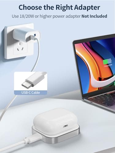 AirPods Pro Charger, Wireless Charging Station for AirPods Pro 3/ Pro 2/Pro, Wireless Charger for Airpods 4 (with Active Noise Cancellation)/ 3rd/ 2rd, White 7