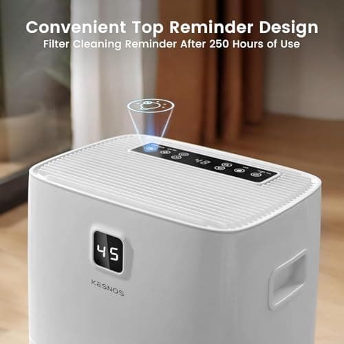 Kesnos 80 Pints Energy Star Dehumidifier for Home, Basement with Drain Hose, Front LED Display and 1.06 Gal Water Tank, Ideal for Large Room up to 5,500 Sq. Ft., Featuring Auto Defrost, Timer Function 6