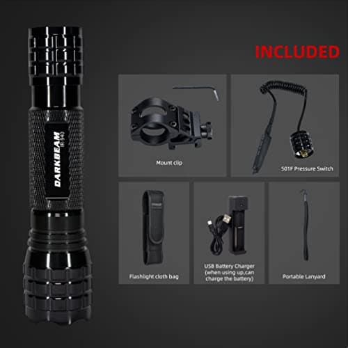 DARKBEAM ir Flashlight Infrared 940nm Lights LED Mini for Night Vision, Rechargeable Portable Tactical ir Illuminator Torch, Focus Adjustable for Hunting, Observation, Search, with Clip 9
