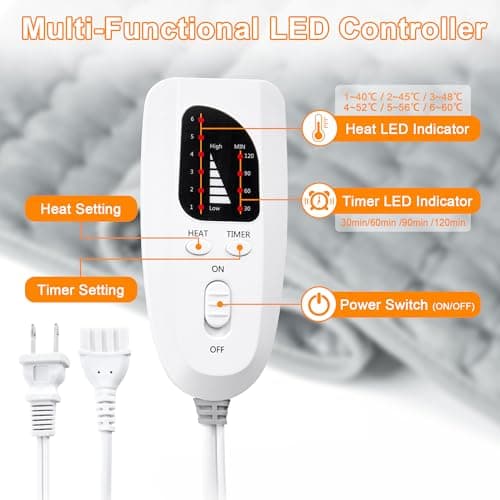 Deepsoon Heating Pad,Electric Heating Pads for Back,Neck,Abdomen,Moist Heating Pad for Shoulder,Knee,Arms,Legs,Dry/Moist Heat & Auto Shut Off,Christmas Gifts for Men and Women,Light Gray,24x12 Inch 8