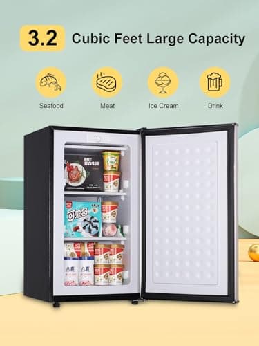 Compact Upright Freezer 3.0 Cu.ft Removable Shelves Mini Freezer Low Energy Single Door Refrigeratorfor for Bedroom, Office, Kitchen, Apartment, Dorm，Silver 6