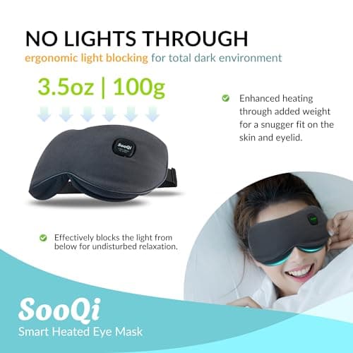 SooQi Rechargeable Cordless Heated Eye Mask - Weighted Compress with Graphene Heating for Dry Eyes, Fatigue, Sleep, and Travel 8