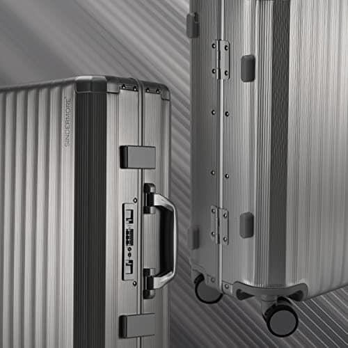 Sindermore Carry-on Luggage: Silver 20 inch Aluminum-Made Hardshell Suitcase with Spinner Wheels - Zipperless - USB-C Port - TSA Locks - Weekend Getaways International travel Business 7