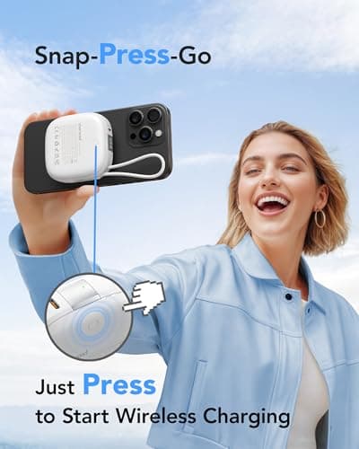 charmast 10000mAh Magnetic Portable Charger, 20W Wireless Power Bank Fast Charging, Travel Battery Pack with Built-in Cables for Apple Watch Ultra/11/10/9/8/7/6/SE and iPhone 17/16/15/14/13/12 5