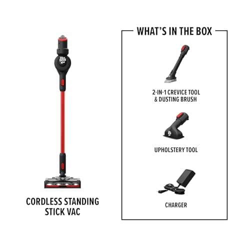 Dirt Devil Self-Standing Cordless Stick Vacuum Cleaner with Included Tools, for Carpet and Hard Floors, Lightweight Design, Powerful Suction, LED Headlights, BD57000V, Black 11