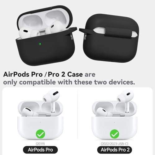 Ljusmicker for AirPods Pro Case Cover with Cleaner Kit,Soft Silicone Protective Cover for Apple AirPod Pro 2nd/1st Generation Case for Women Men,AirPods Pro 2/Pro Case Accessories with Keychain-Black 7