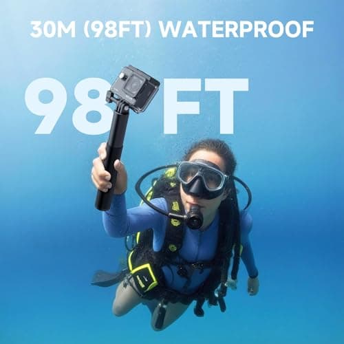 SJCAM SJ4000 Pro-Grade 4K Action Camera, 40MP 3-Axis EIS Stabilization Motorcycle Sport Camera, 170°FOV Waterproof Camera Underwater, 5X Zoom, Dual Batteries, 32G SD Card and Helmet Accessory Kit 7