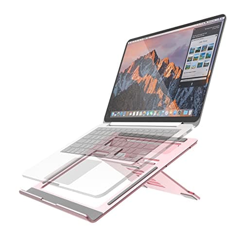 LETTON Colorful Adjustable Laptop Stand, Handy Laptop Riser, Aluminum Laptop Stand for Desk Foldable, Ergonomic Computer Notebook Stand Holder for MacBook Air Pro, Dell XPS, HP (9.7-16”) -Pink