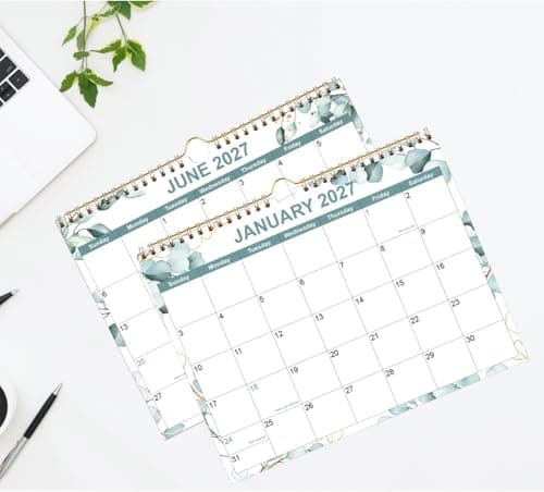 2026 Calendar, Wall Calendar 2026 from January 2026 - June 2027, 18 Months Calendar with Premium Paper, Twin-Wire Binding & Hanging Hook, 8.5" x 11", Green Leaf 7