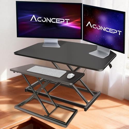 Aconcept Extra-Slim 24 x 14 inch Black Lift Standing Desk Converter, Manual Adjustable Height Sit Stand up Desk Riser, Compact for Monitor or Laptop Workstation 2