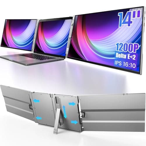 Oiiwak Laptop Screen Extender, 14'' FHD 1200P 16:10 IPS Al Alloy Ultra-Thin Dual/Triple Monitor Display, HDMI/USB-C Plug-Play Portable Monitor for 13-16inch Laptop(Mac, Win, Android)