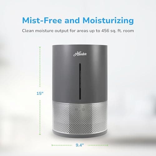 HHE150 Hunter Aspire 4.8L Evaporative Humidifier with PermaWick Filter (4.8L) - Remove Contaminants & White Dust for Clean Mist & Air – Medium Humidifier for Home, Bedroom, or Dorm - Graphite 5
