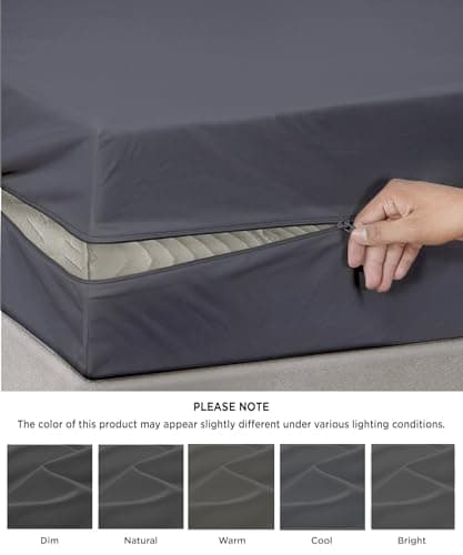 Zipper Fitted Sheet - Twin Size, 8 Inch Deep Pocket, Hotel Quality Brushed Microfiber Bottom Sheet, Soft Wrinkle-Free, Shrinkage and Fade Resistant, 1 Fitted Sheet Only (Dark Grey) 7