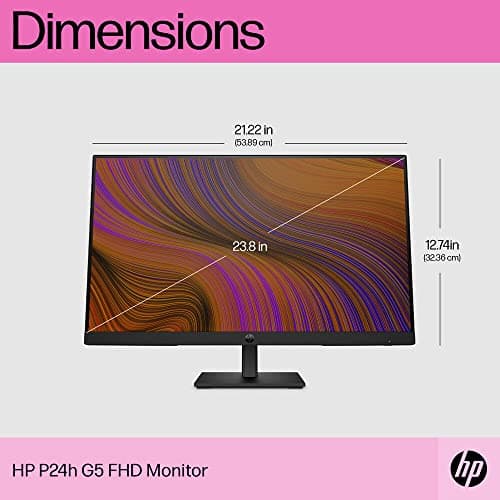 HP 24 inch 1080P Computer Monitor Bundle with Docztorm Dock, 24" Full HD (1920x1080) 75Hz Anti-Glare IPS Display with Built-in Speakers, HDMI, VGA, Ideal for Home and Business -2026 Model 2