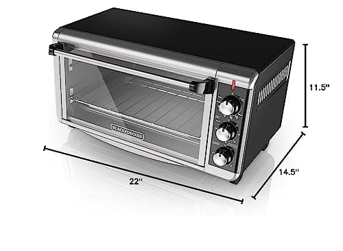 BLACK+DECKER TO3250XSBD 8-Slice Extra Wide Convection Countertop Toaster Oven, Includes Bake Pan, Broil Rack & Toasting Rack, Stainless Steel/Black 16
