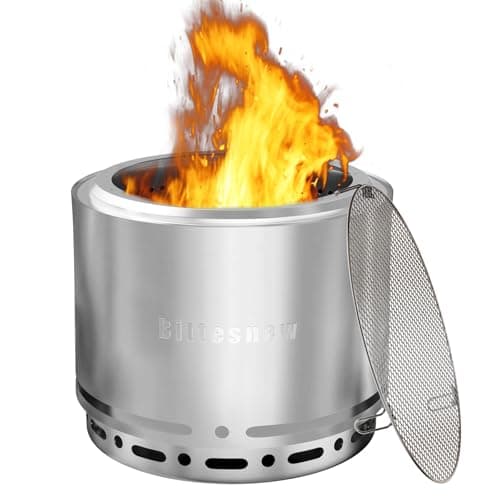 Smokeless Stove Fire Pit, Bittesnew 304 Stainless Steel Patio Fire Pit 19 Inch, Portable Outdoor Stove with Carrying Bag for Wood Buring, Camping Backyard, Patio, Garden, Picnic, 20 inch High