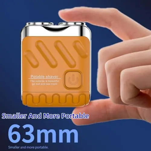R-12 Luggage Electric Shaver, Beard Shaver Mini and Portable Suitcase Design, Electric Mini Razor Portable Electrics Shavers, USB Rechargeable One-Button Long Lasting for Home Travel (Orange) 5