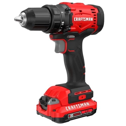 CRAFTSMAN V20 1/2 in Cordless Drill Set With 2.0 Ah Battery, Charger and Double Ended Bit, LED Light, Long Runtime, Ergonomic Power Drill Driver (CMCD702D1)