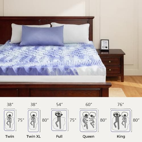 Dreamsmith 3 Inch 7-Zone Queen Memory Foam Mattress Topper, Gel Infused Foam Mattress Topper for Pressure Relief, CertiPUR-US Certified, Queen Size Bed Topper 6