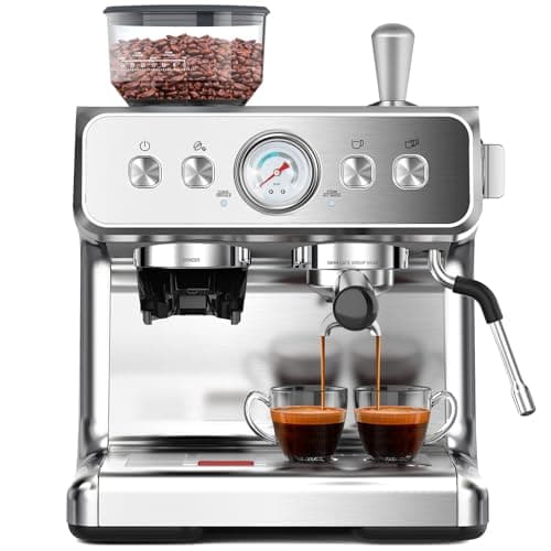 Electactic Espresso Machine with Grinder, Stainless Steel 20 Bar Semi-Automatic Expresso Coffee Machines, Featuring a Milk Frother, Steam Wand, Removable Water Tank for Latte, Macchiato, Cappuccino
