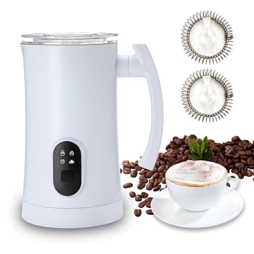 Aayujup Electric Milk Frother Steamer：4 In 1 Milk Frother Electric Milk Frother Hot and Cold Foam Milk Steamer and Frother for Latte (white)