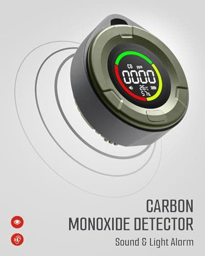 DS-100 Portable Carbon Monoxide Detector for Travel, 140H Standby, CO Detector with Magnetic Back, 3-in-1 CO Monitor with Audible & Visual Alarm for Camping, Hotel, Car & RV 5