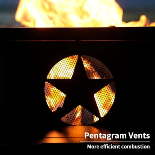 Auhilence 45 inch Large Fire Pit, Outdoor Fire Pit with Heavy Duty Construction, Wood Burning Fire Pits for Outside Octagonal Firepit for Camping, Backyard, Patio, Black 5