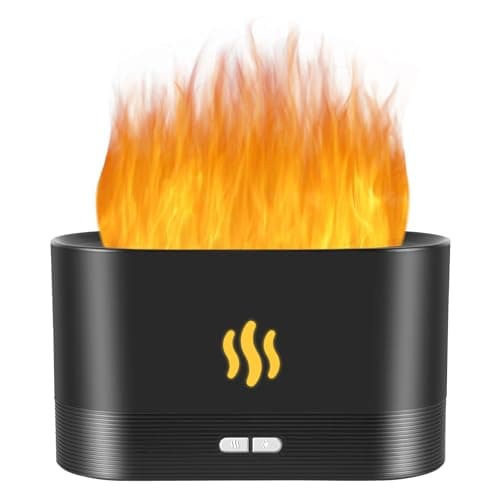 Flame Diffuser Humidifier-Auto Off 180ml Essential Oil Diffuser-2 Modes Brightness Aroma Humidifier with Fire Flame Effect for Home,Office,Spa,Gym (Black)