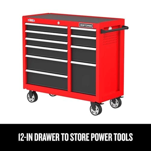 CRAFTSMAN 41" Rolling Tool Chest, 10-Drawer Steel Tool Cabinet with Drawer Trays and Paper Towel Holder (CMST341102RB) 9