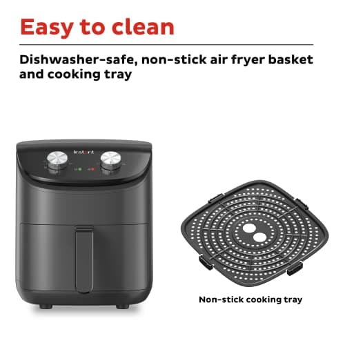 Instant Pot Essentials 4QT Air Fryer with EvenCrisp Technology that Crisps and Reheats, Easily Adjust Time & Temperature For Quick Meals, 100+ In-App Recipes, from the Makers of Instant Pot, Black 5
