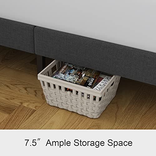 Molblly King Bed Frame Upholstered Platform with Headboard and Strong Wooden Slats,Non-Slip and Noiseless,No Box Spring Needed, Easy Assembly,Dark Gray 5