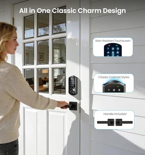 Veise VE06-L Smart Locks with 2 Lever Handle Set, App Control, Keyless Entry Deadbolt for Front Door, Electronic Digital Touchscreen Keypad, Auto Lock, Waterproof, Easy Installation, Matte Black 7