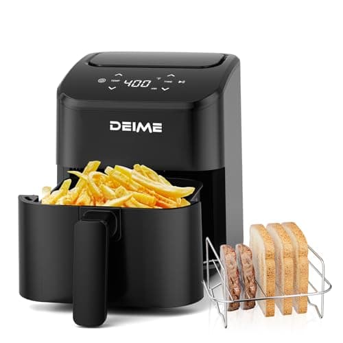 DEIME Air Fryer, Small Digital 3 Qt Airfryer Space Saving Compact, Bake, Reheat, Roasts for Quick Easy Meals, Mini Compact & Quiet, Nonstick & Dishwasher Safe Basket (Black+TR)