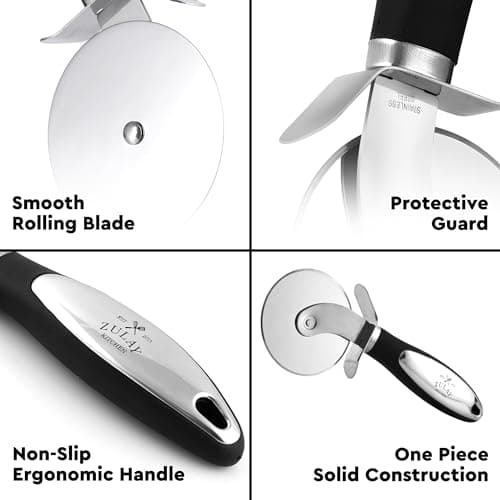 Zulay Kitchen Premium Pizza Cutter - Durable Stainless Steel Pizza Cutter Wheel - Easy-to-Clean, Easy-to-Use Pizza Slicer - Super Sharp with Non-Slip Handle - Dishwasher Safe Pizza Wheel (Black) 5