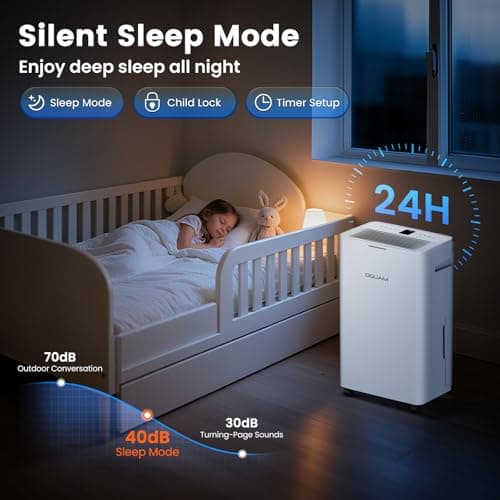 DGUAM 5000 Sq. Ft Dehumidifier, Max 95 Pint/Day Dehumidifier for Basement & Home, Compressor Dehumidifier with Drain Hose, Smart Humidity Control, Energy Efficient & Quiet for Bedroom, Large Rooms 5