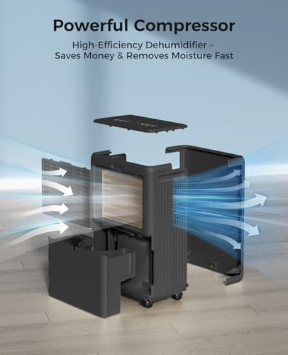 2000 Sq.ft Dehumidifier for Basement, Trazico 30 Pint Dehumidifiers for Home Large Room Bedroom Bathroom with Drain Hose, Intelligent Humidity Control, 3 Modes, 24H Timer, Auto Defrost, Black 9