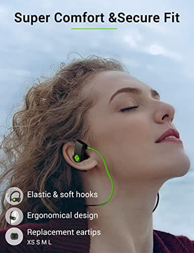 Stiive Bluetooth Headphones, 5.3 Wireless Sports Earbuds IPX7 Waterproof with Mic, Stereo Sweatproof in-Ear Earphones, Noise Cancelling Headsets for Gym Running Workout, 16 Hours Playtime - GreenBlack 7