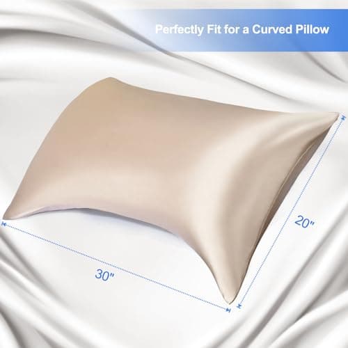 Curved Pillow Case, Side Sleeper Pillowcase, Champange Satin Pillowcase Cover with Zipper, Breathable and Soft, Queen Size 20 x 30 Inches 7