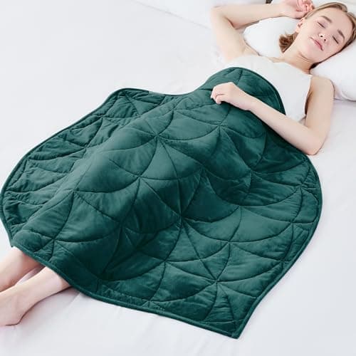 Weighted Lap Blanket 7 lbs for Adults, Luxury Soft Small Weighted Blanket, Compact Portable Weighted Lap Pad for Relaxation, Sleeping, Travel, All-Season Use, Forest Green, 40" x 52"