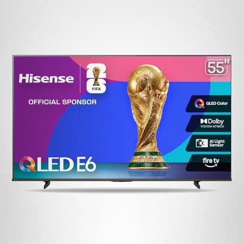 Hisense 55" E6 Cinema Series Hi-QLED 4K UHD Smart Fire TV (55E6QF, 2025 Model) - AI Light Sensor, Dolby Vision · Atmos, Voice Remote with Alexa, Motion Rate 120, HDR 10+ Adaptive, Game Mode Plus 24