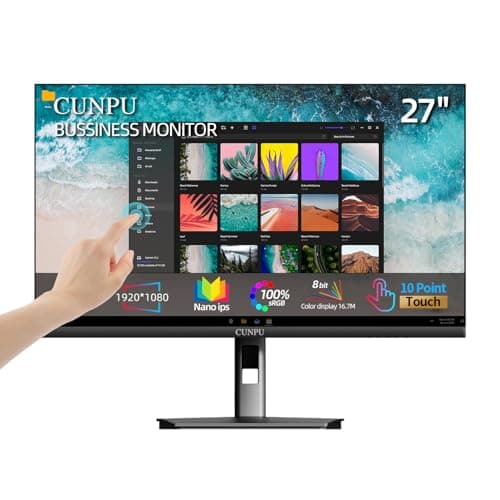 CUNPU 27 Inch Touchscreen Monitor, 10 Point Touch, FHD 1080P 60Hz Nano IPS Screen, 100% SRGB, VESA Wall Mountable, Tilt Adjustment, VGA HDMI for PC, Laptop Business & Work Station