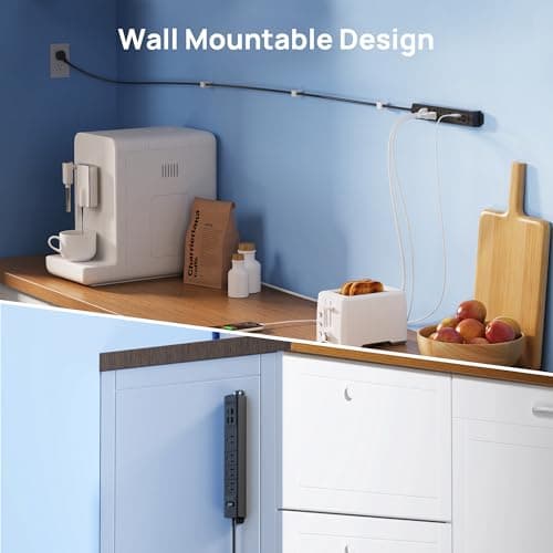 TROND Surge Protector Power Strip with USB, Ultra Thin Flat Plug 3ft Extension Cord 1625W, 3 USB A & 1 USB C, 4 AC Outlets 1440J Surge Protection, ETL Listed, Wall Mount for Home Office Dorm, Black 5