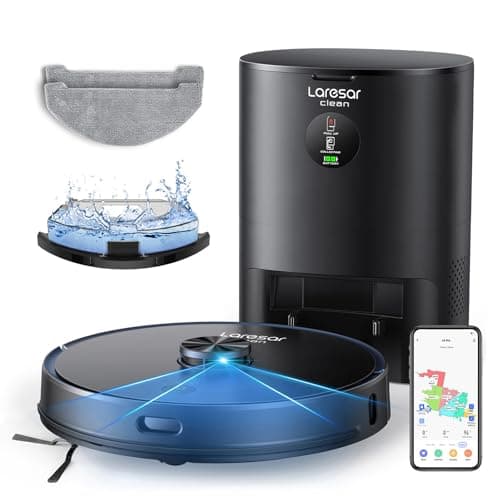 Laresar Clean Robot Vacuum and Mop Combo, 3500Pa Robotic Vacuum with 3.5L Self Emptying Station, 250 mins Runtime, LIDAR Navigation, WiFi/APP/Alexa Control, Ideal for Pet Hair, Carpet and Hard Floor
