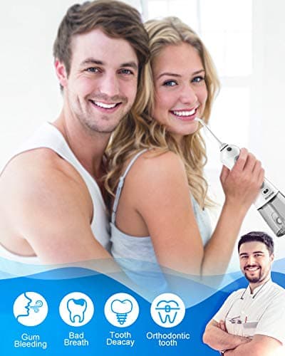 Nicefeel Cordless Water Flosser 300ML USB Rechargeable and Portable Oral Irrigator with Tips Case for Travel, 3-Modes IPX7 Waterproof Water Dental Flossing with 4 Jet Tips for Home 8