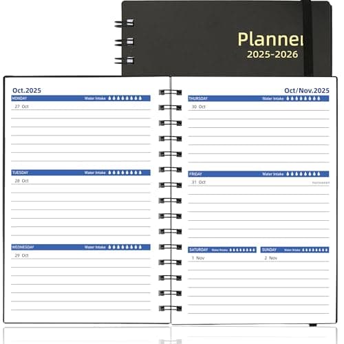 Daily Planner 2025-2026, Weekly & Monthly Planner from Jul 2025-Dec 2026, 18 Month Academic Calendar with Tabs, A5 Size, Black